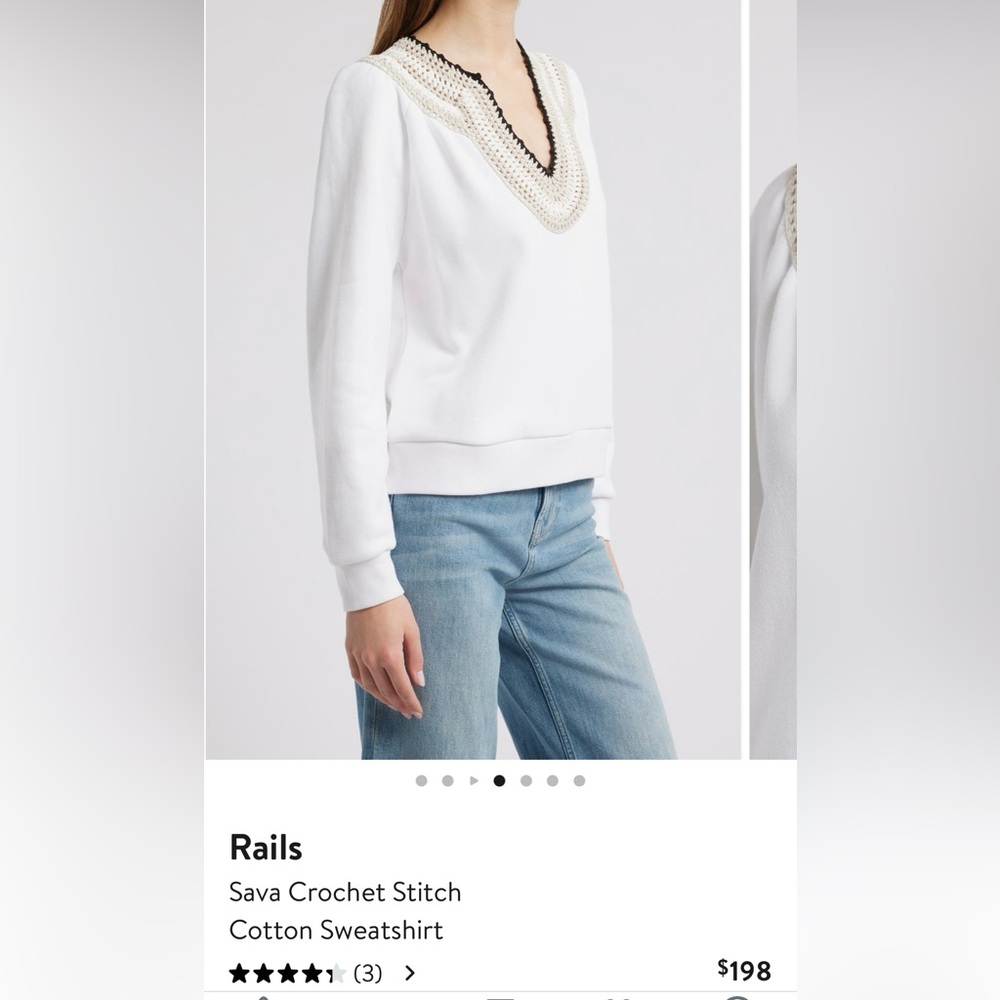 Rails White Cream V-Neck Sweater - Picture 3 of 11